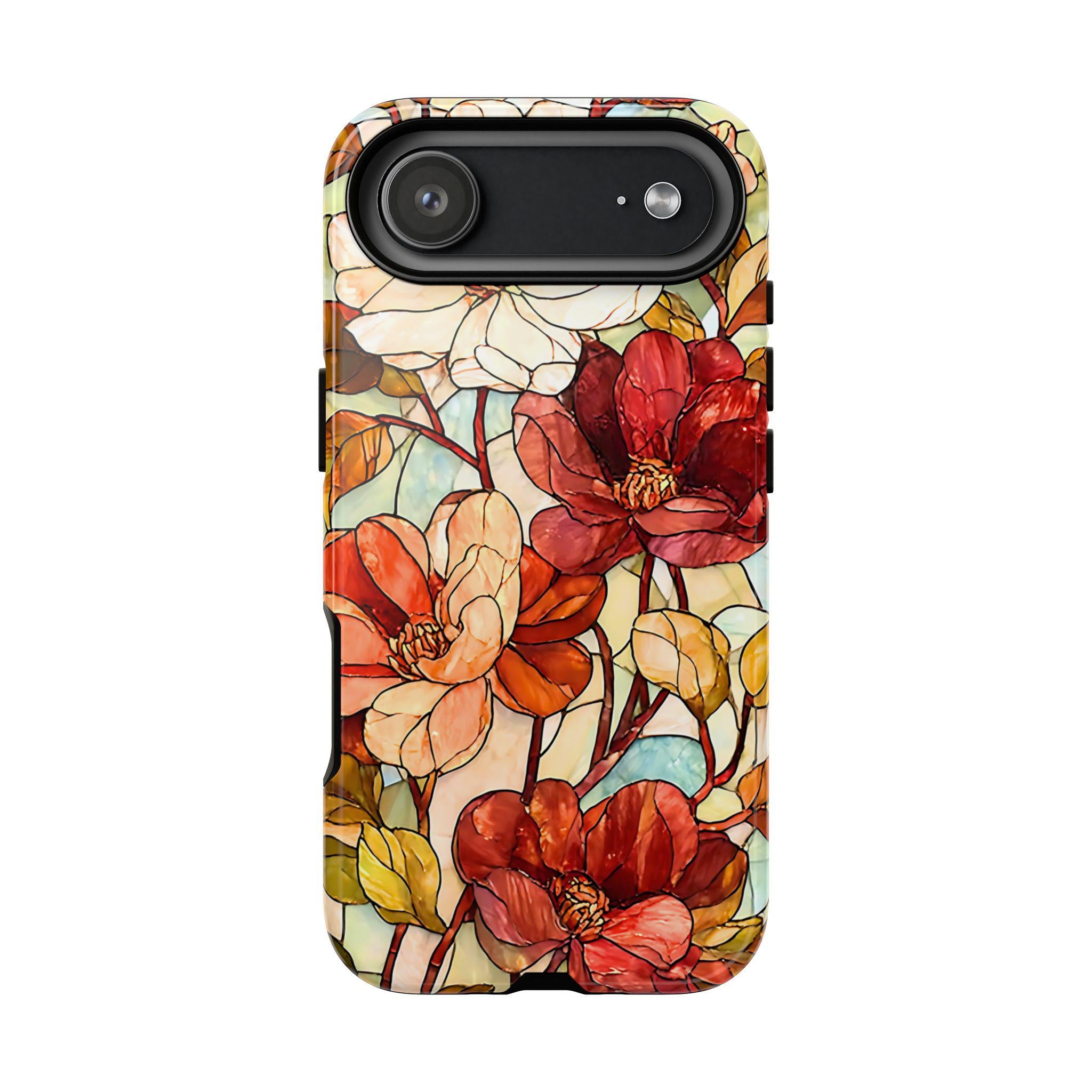 Autumn Floral Phone Case: Moody Cottagecore Stained Glass Effect  iPhone Galaxy Pixel