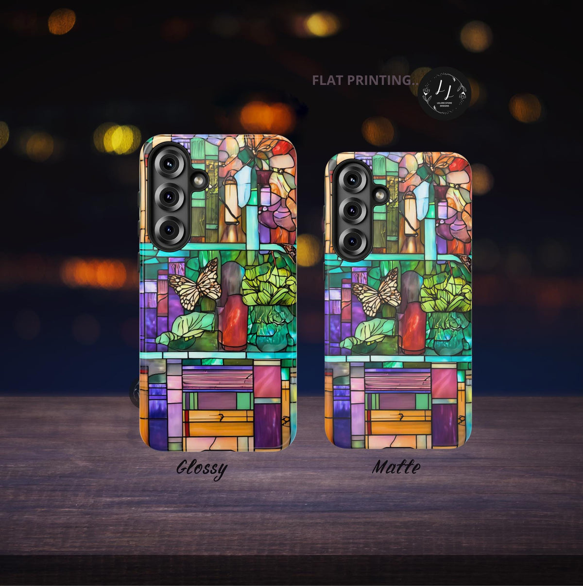 Floral Bookshelf Phone Case: Faux Stained Glass, Cottagecore Library Bookish iPhone Samsung Pixel