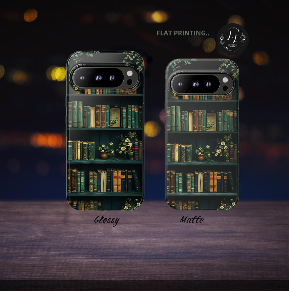 Green Floral Bookshelf Phone Case: Book Lover Gift Bookish Literature boho iPhone Galaxy Pixel