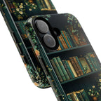 Green Floral Bookshelf Phone Case: Book Lover Gift Bookish Literature boho iPhone Galaxy Pixel