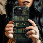 Green Floral Bookshelf Phone Case: Book Lover Gift Bookish Literature boho iPhone Galaxy Pixel