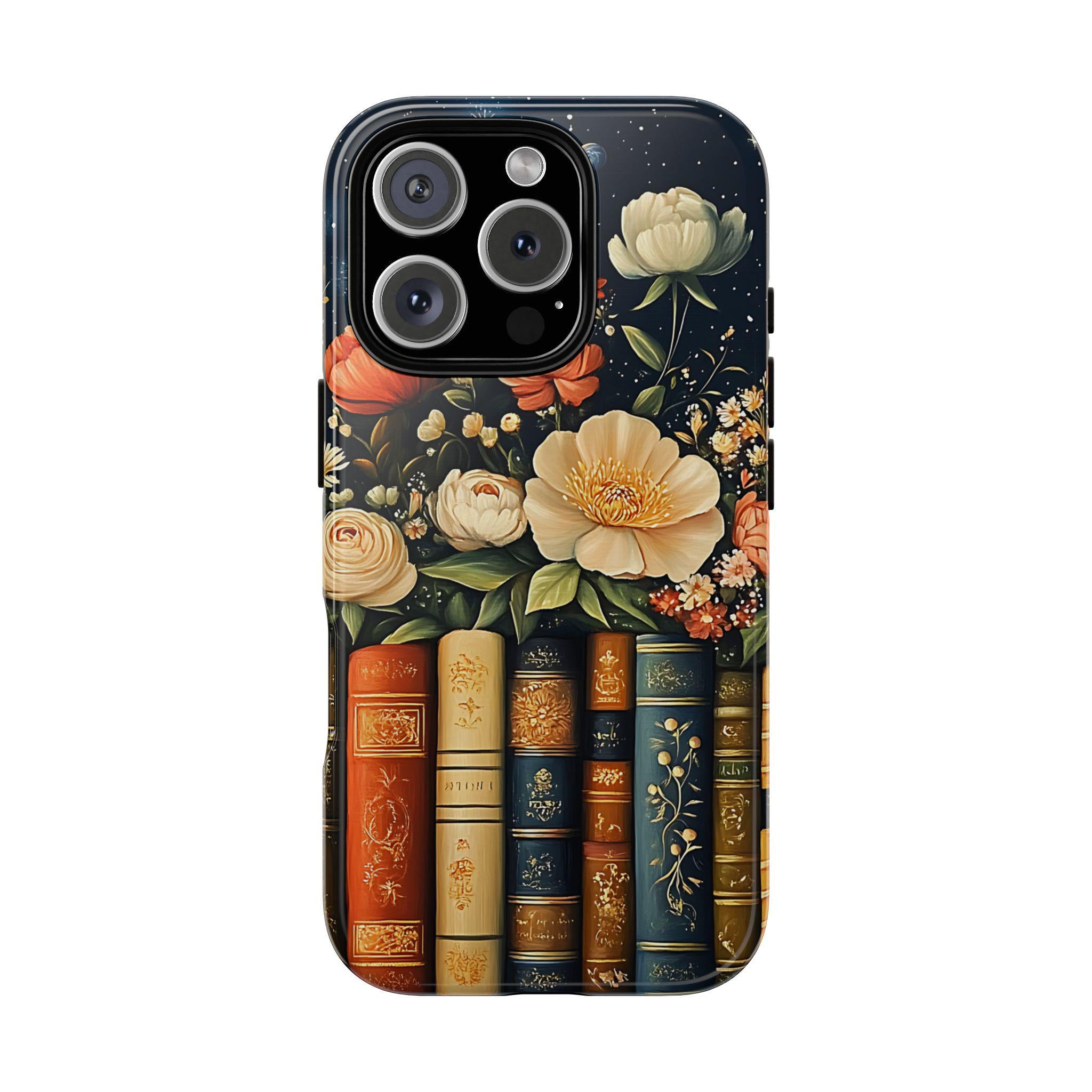 Celestial Floral Bookshelf Phone Case: Book Lover Gift iPhone Galaxy Pixel  Librarians