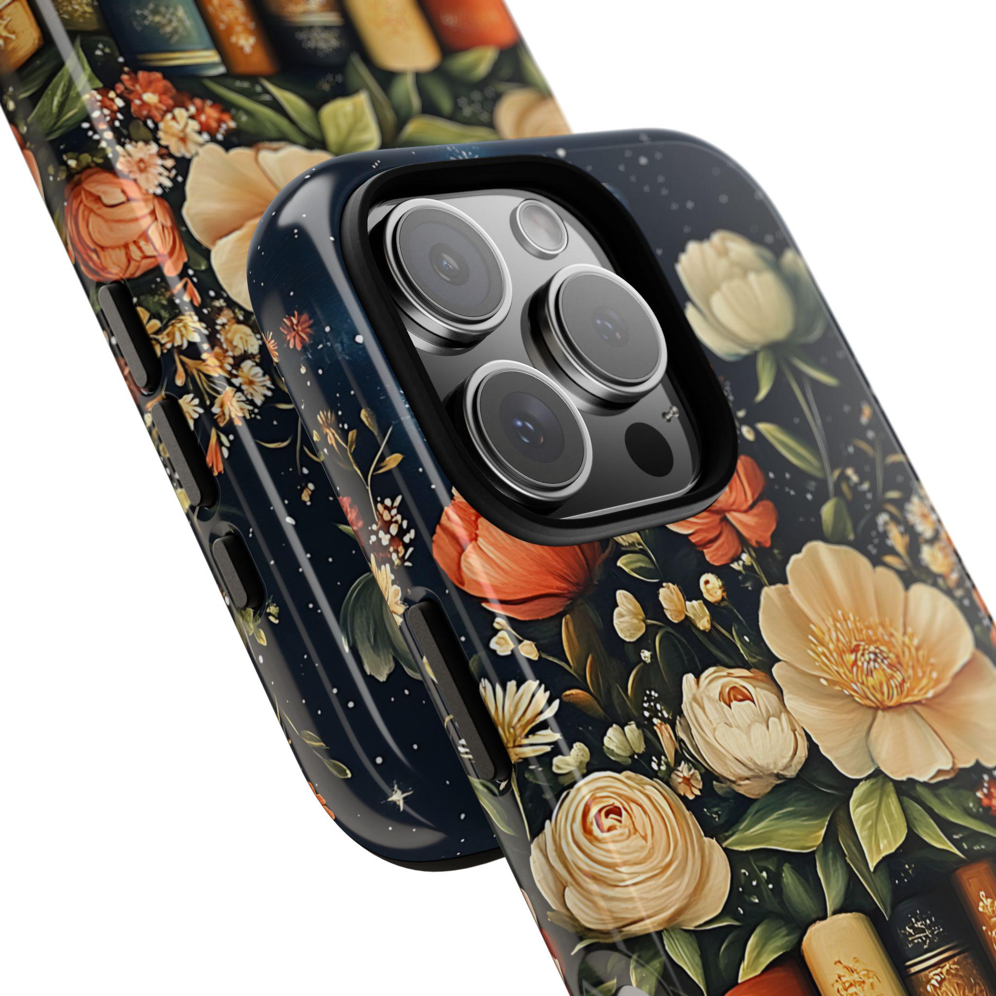 Celestial Floral Bookshelf Phone Case: Book Lover Gift iPhone Galaxy Pixel  Librarians