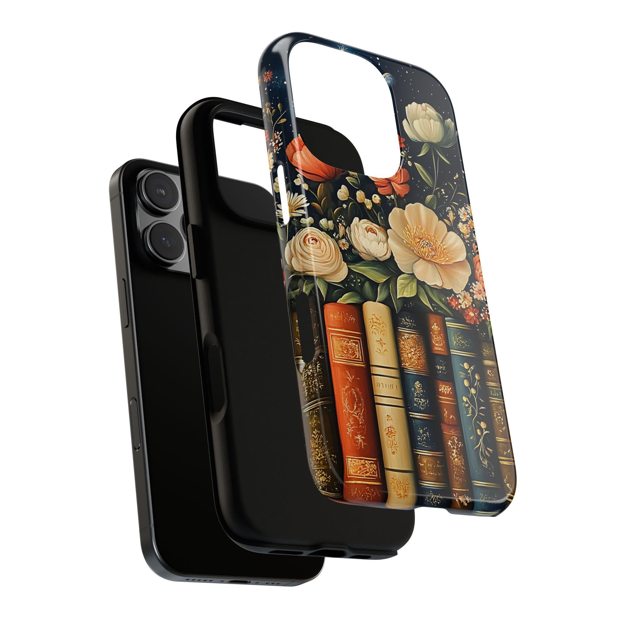 Celestial Floral Bookshelf Phone Case: Book Lover Gift iPhone Galaxy Pixel  Librarians