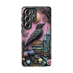 Gothic Raven Bookshelf Phone Case: Dark Academia Book Lover Gift iPhone Galaxy Pixel