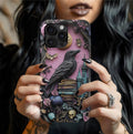 Gothic Raven Bookshelf Phone Case: Dark Academia Book Lover Gift iPhone Galaxy Pixel