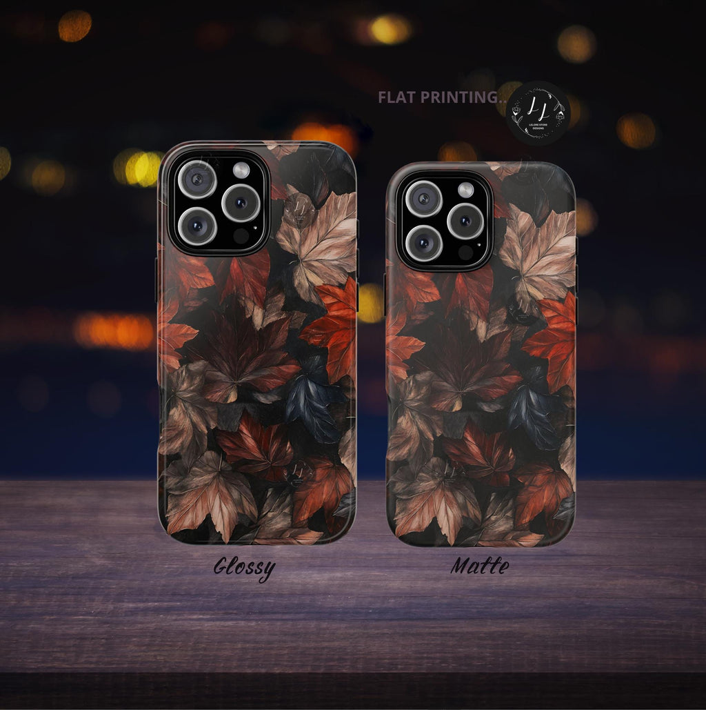 Dark Brown Autumn Leaves Phone Case  Cute Aesthetic Fall Cover Holiday Gift iPhone  Galaxy Pixel