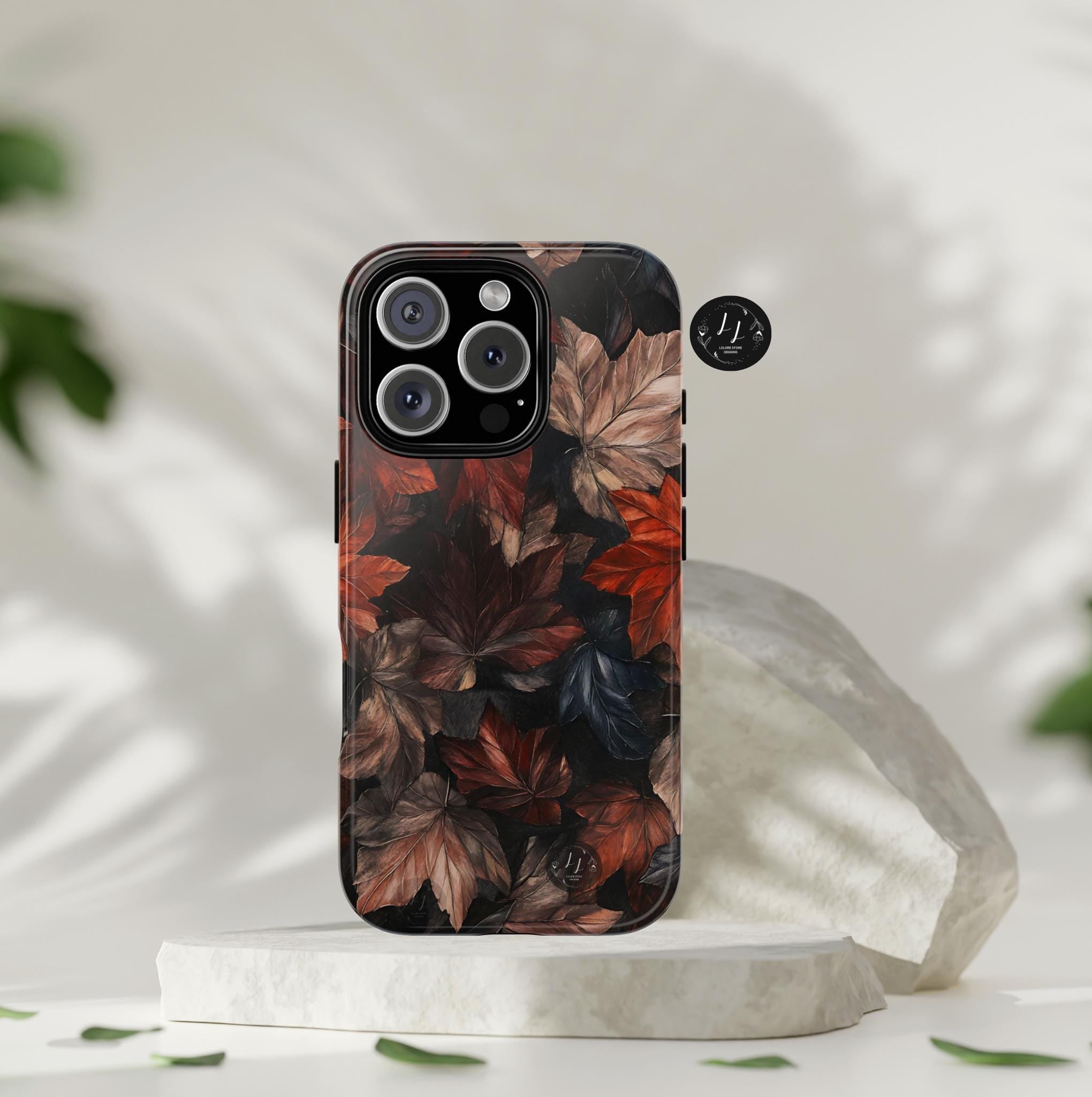 Dark Brown Autumn Leaves Phone Case  Cute Aesthetic Fall Cover Holiday Gift iPhone  Galaxy Pixel