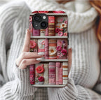 Pink Floral Bookish Phone Case:  Faux Embroidered Flowers Books Pixel Samsung iPhone Book Lovers