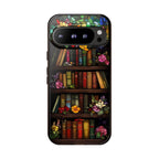 Floral Stained Glass Bookish Phone Case, Bookshelf Reading Theme Cover, iPhone  Pixel  Samsung