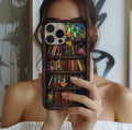 Floral Stained Glass Bookish Phone Case, Bookshelf Reading Theme Cover, iPhone  Pixel  Samsung