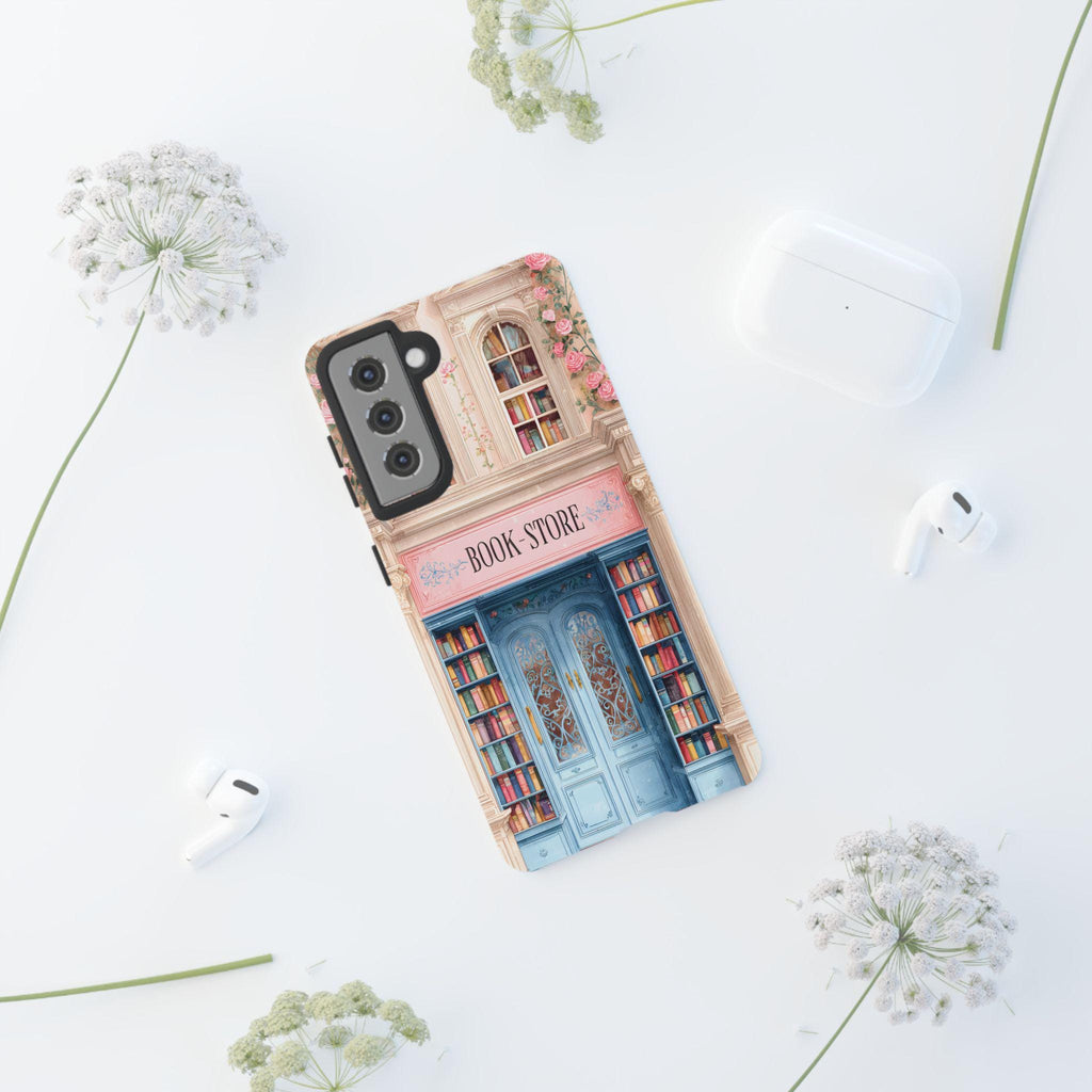Pink Bookstore Phone Case: Whimsical Book Lover Gift Library Samsung Galaxy, Google Pixel Case,