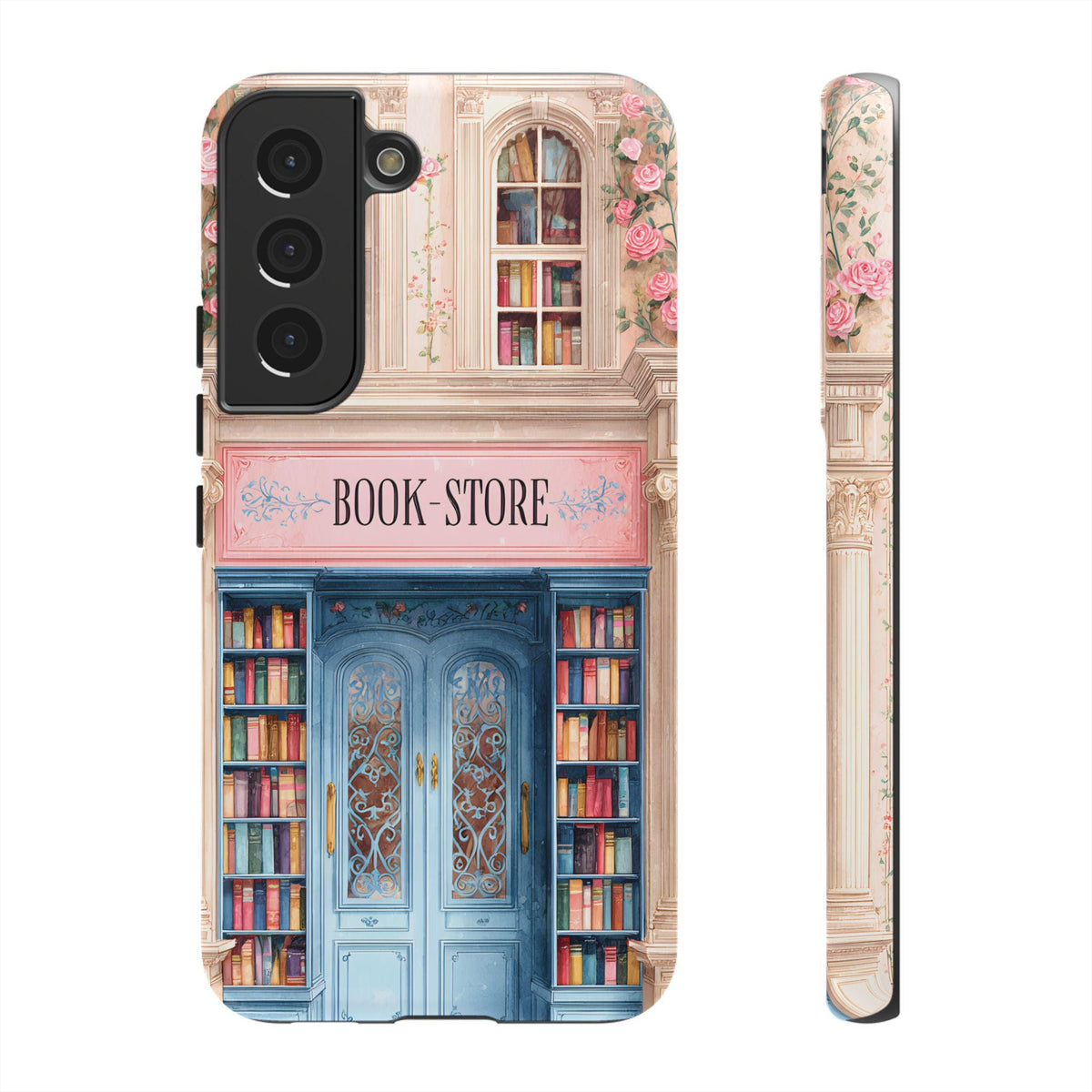 Pink Bookstore Phone Case: Whimsical Book Lover Gift Library Samsung Galaxy, Google Pixel Case,