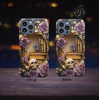 Dragon  Fantasy Phone Case Bookshelf Faux Stained GlassMagical Book Lover Gift iPhone Galaxy Pixel