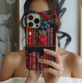 Bookish Bookshelf Heart Phone Case: Red Roses, Romantic Design iPhone Galaxy Pixel Book Gift