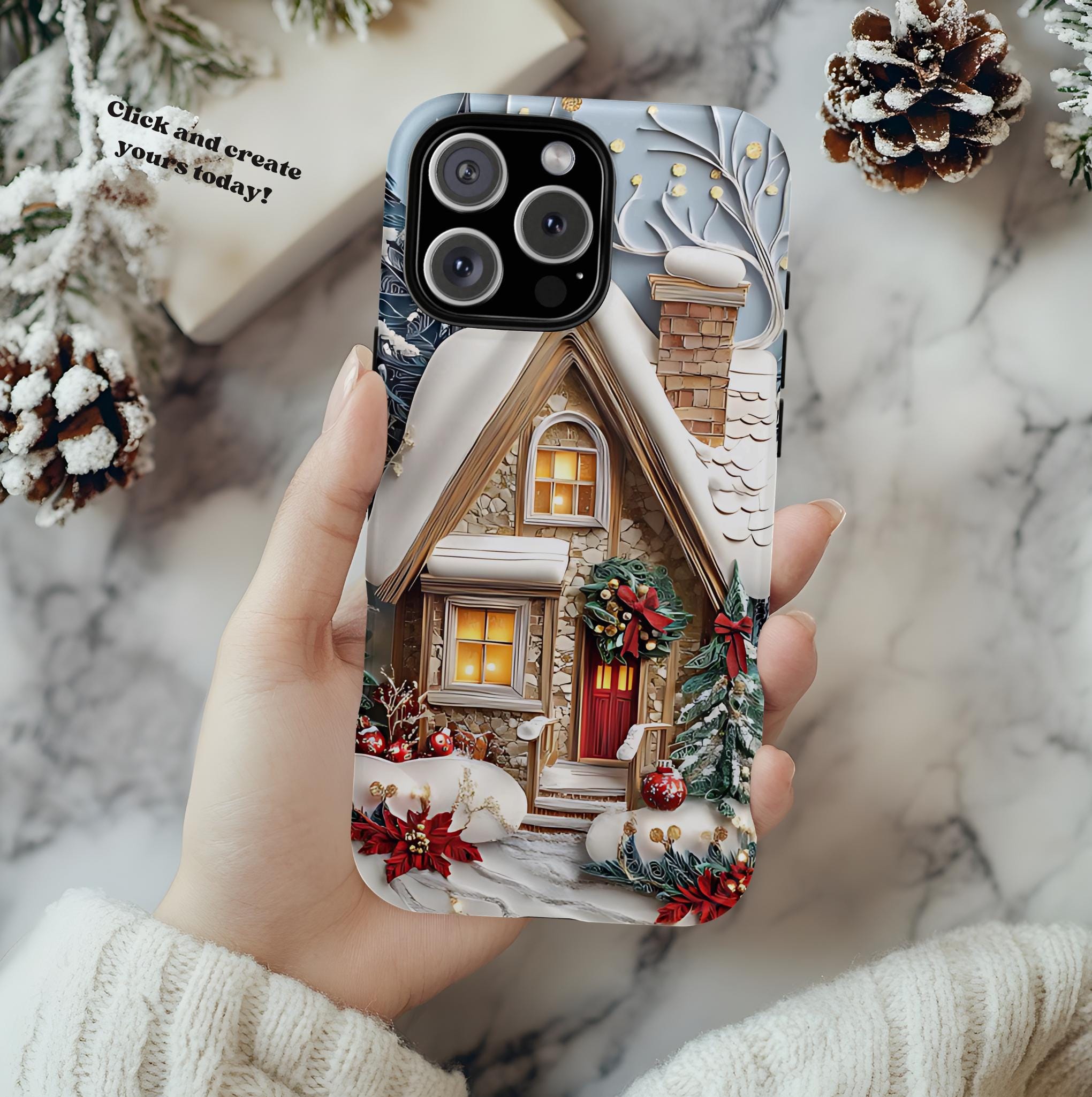 Christmas Town Phone Case: Holiday Village Winter Wonderland   iPhone Pixel Samsung Galaxy, Holiday Cover