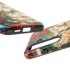 Christmas Poinsettia Phone Case: Faux Stained Glass Floral Cover Holly Leaves iPhone Galaxy Pixel