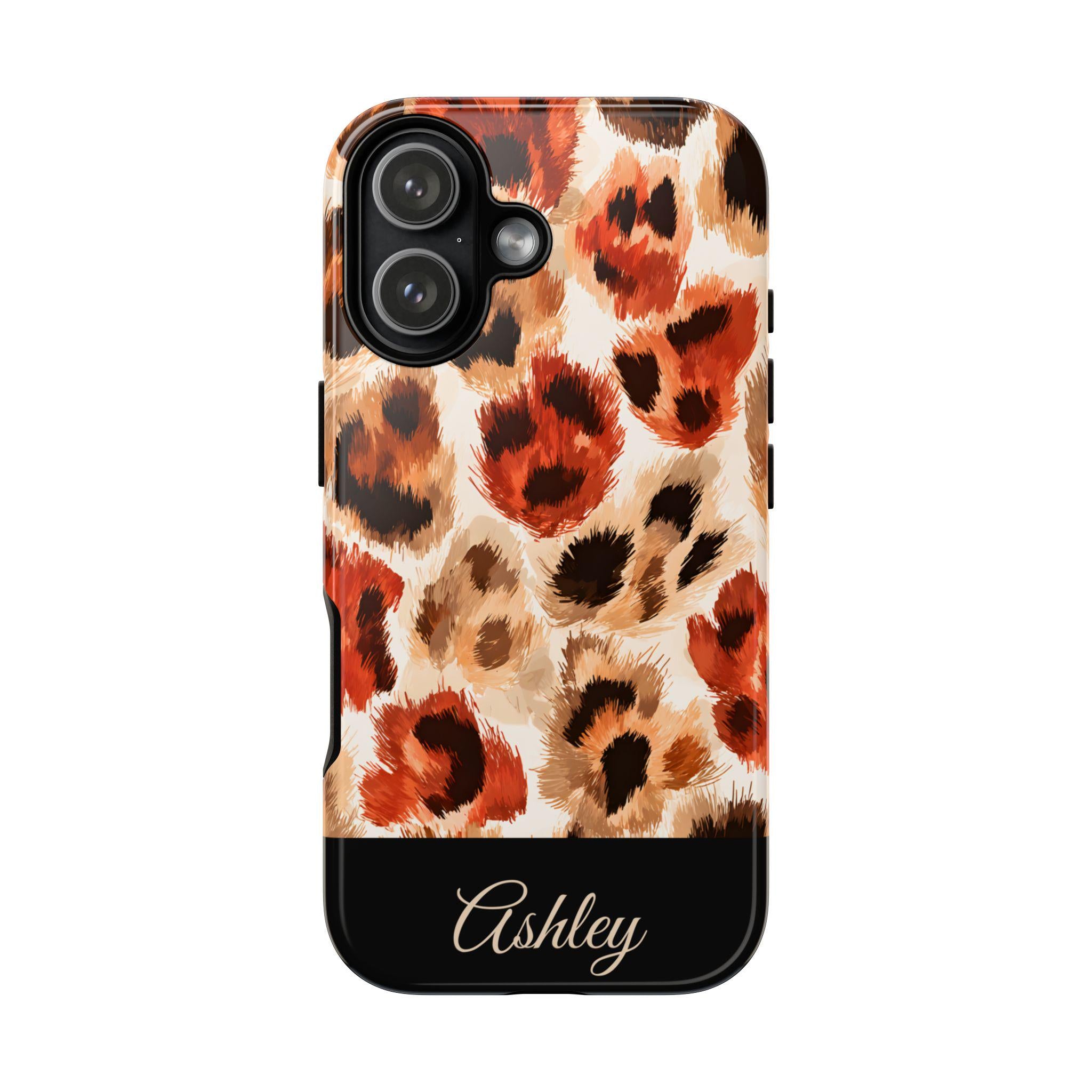 Personalized Leopard Print Phone Case: Custom Name Protective Cover iPhone Samsung Galaxy Pixel