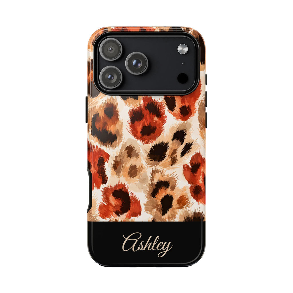 Personalized Leopard Print Phone Case: Custom Name Protective Cover iPhone Samsung Galaxy Pixel