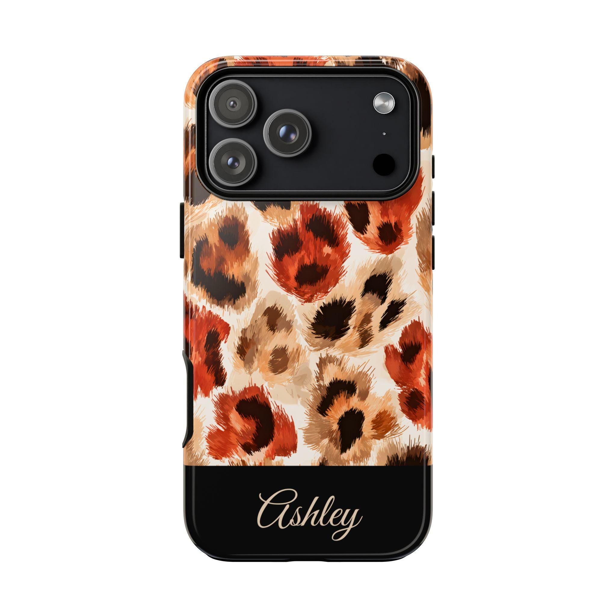 Personalized Leopard Print Phone Case: Custom Name Protective Cover iPhone Samsung Galaxy Pixel