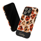 Personalized Leopard Print Phone Case: Custom Name Protective Cover iPhone Samsung Galaxy Pixel