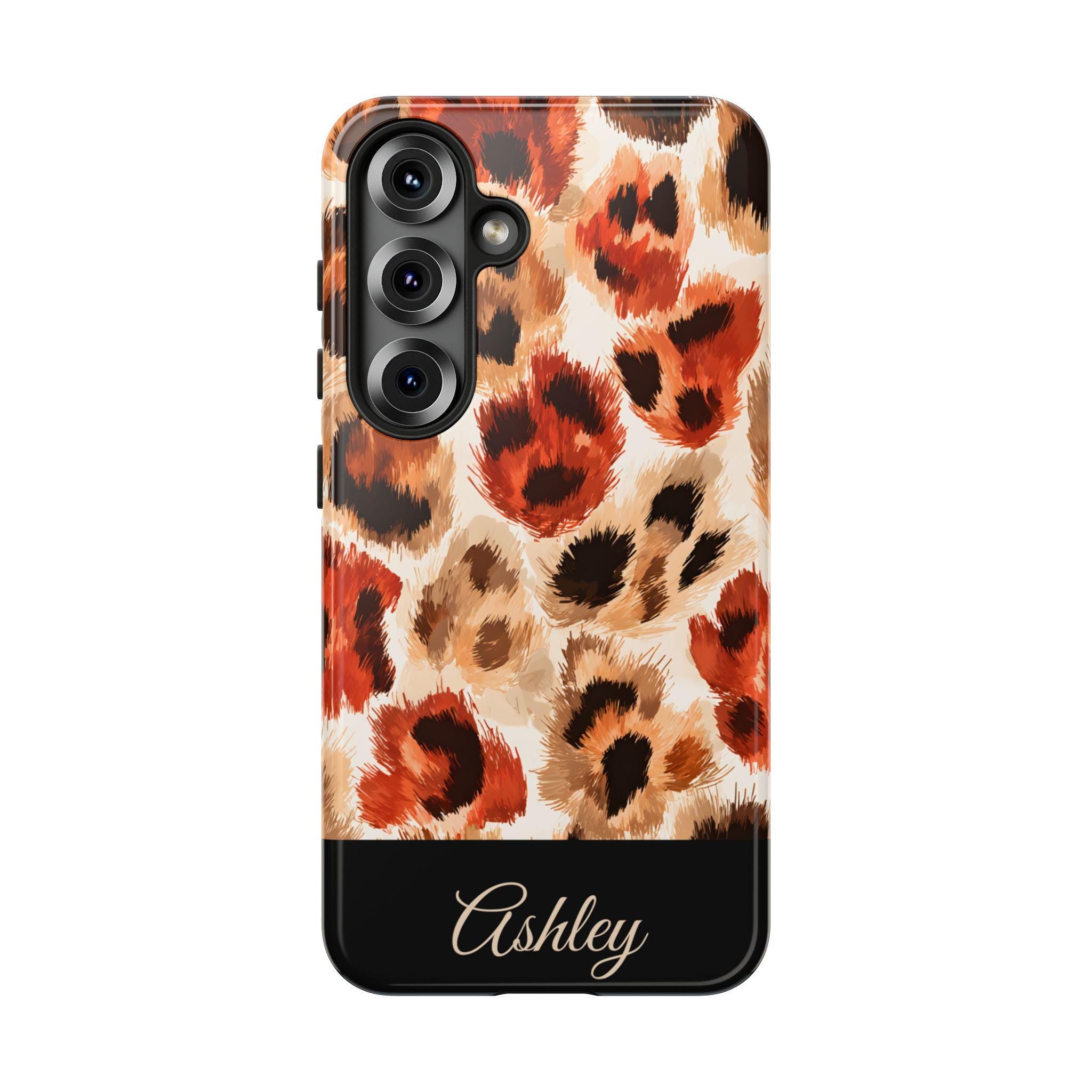 Personalized Leopard Print Phone Case: Custom Name Protective Cover iPhone Samsung Galaxy Pixel