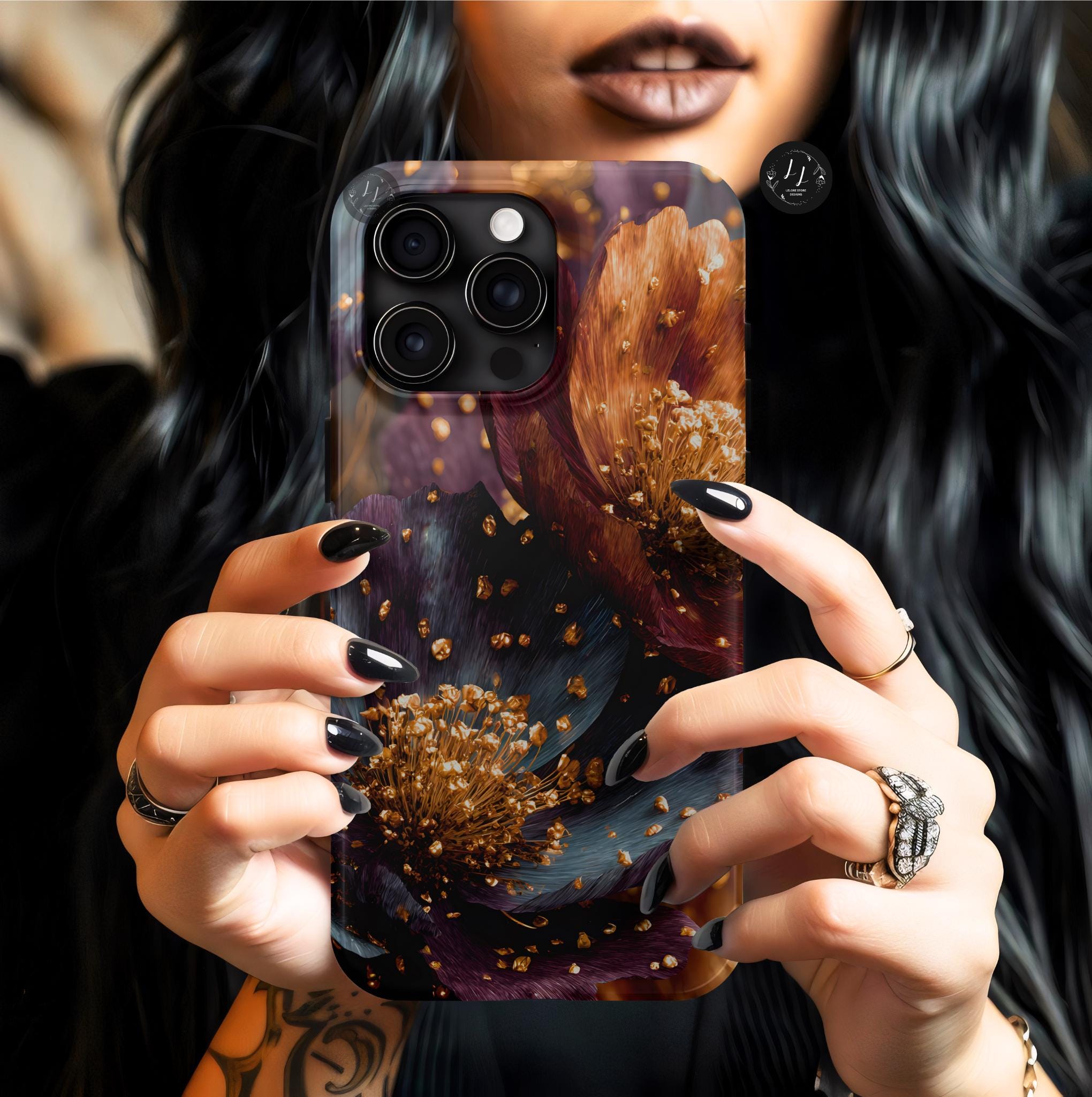 Gothic Floral Phone Case: Dark Boho Flower Cover iPhone Galaxy Pixel