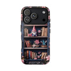 Bookish Floral Bookshelf Phone Case: Librarian Gift Floral Holiday Literary iPhone, Galaxy, Pixel Book