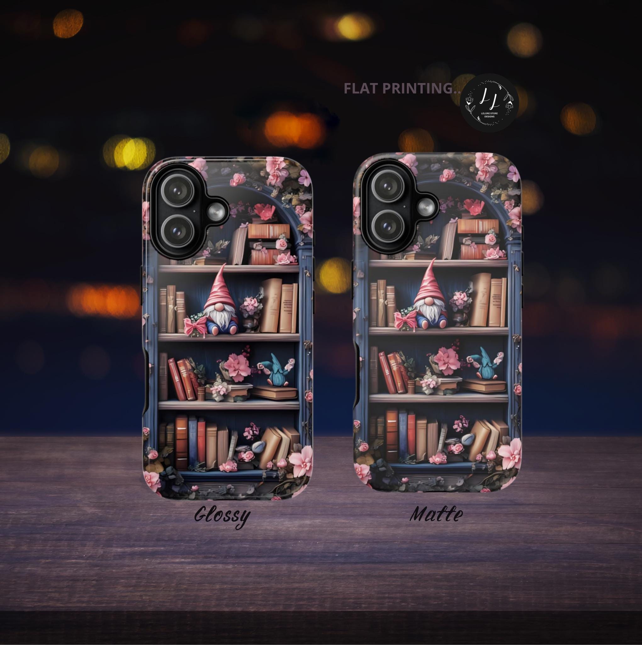 Bookish Floral Bookshelf Phone Case: Librarian Gift Floral Holiday Literary iPhone, Galaxy, Pixel Book