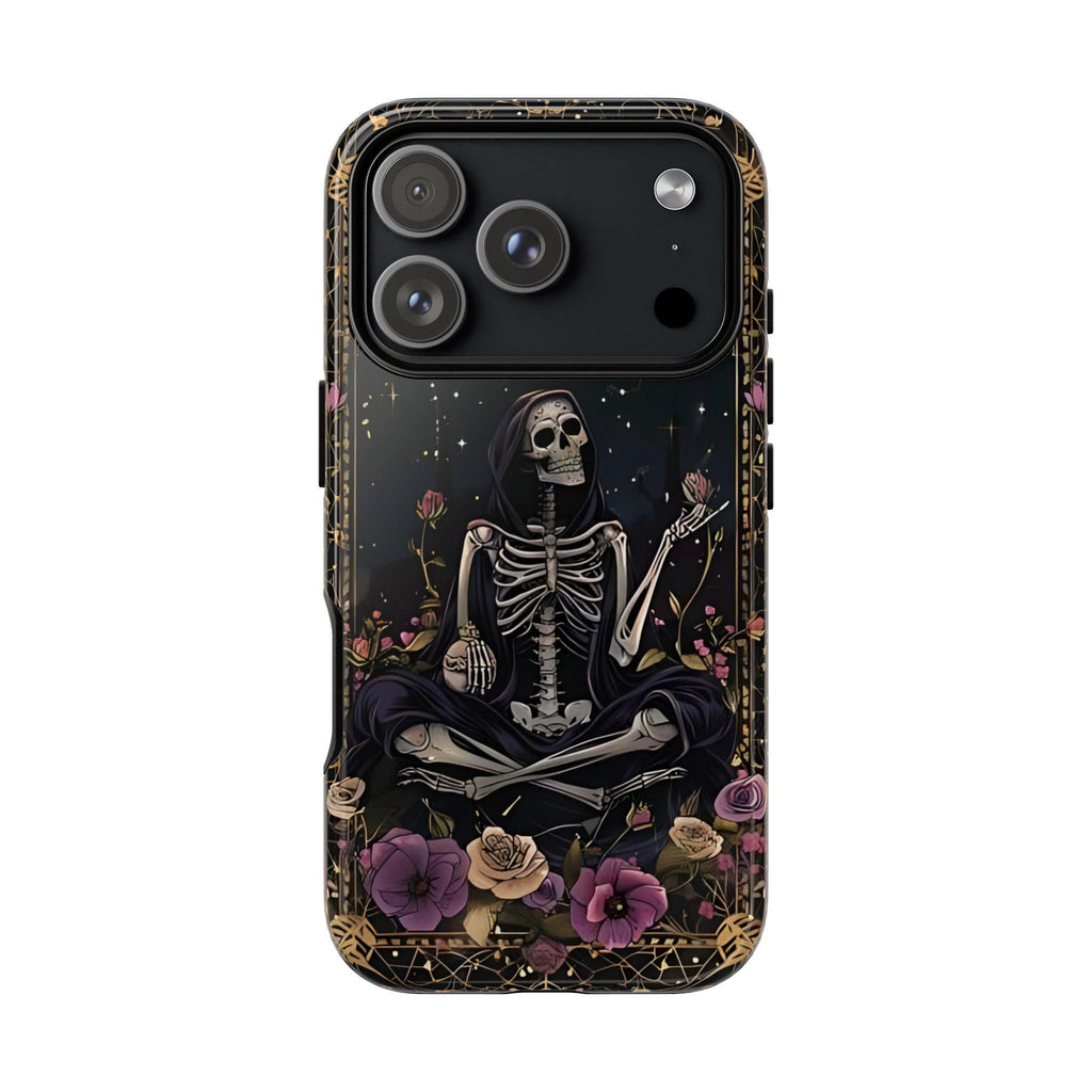 Gothic Skeleton Phone Case, Mystical Roses, Halloween Cover, iPhone, Galaxy Pixel