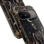 Gothic Skeleton Phone Case, Mystical Roses, Halloween Cover, iPhone, Galaxy Pixel