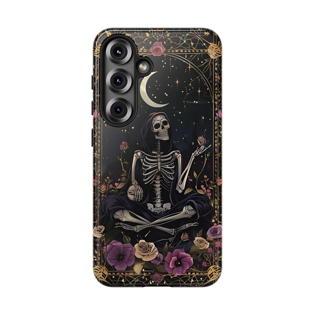 Gothic Skeleton Phone Case, Mystical Roses, Halloween Cover, iPhone, Galaxy Pixel