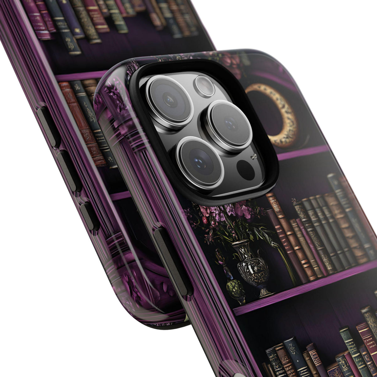 Floral Bookshelf Phone Case, Purple  Celestial Case  iPhone  Galaxy  Pixel  Book Club Gift