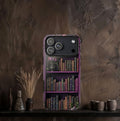 Floral Bookshelf Phone Case, Purple  Celestial Case  iPhone  Galaxy  Pixel  Book Club Gift