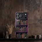 Floral Bookshelf Phone Case, Purple  Celestial Case  iPhone  Galaxy  Pixel  Book Club Gift