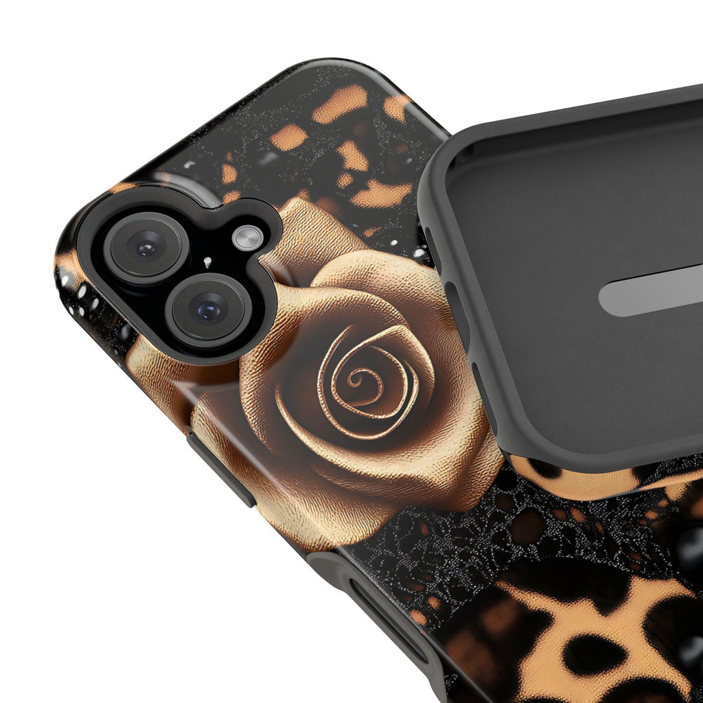 Leopard Heart iPhone Case: Chic Animal Print, MagSafe Compatible Gift for Women, Protective Cover