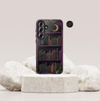 Purple Bookshelf Phone  Case, Floral Book  iPhone  Bookworms Samsung  Pixel  Book Lover Gift