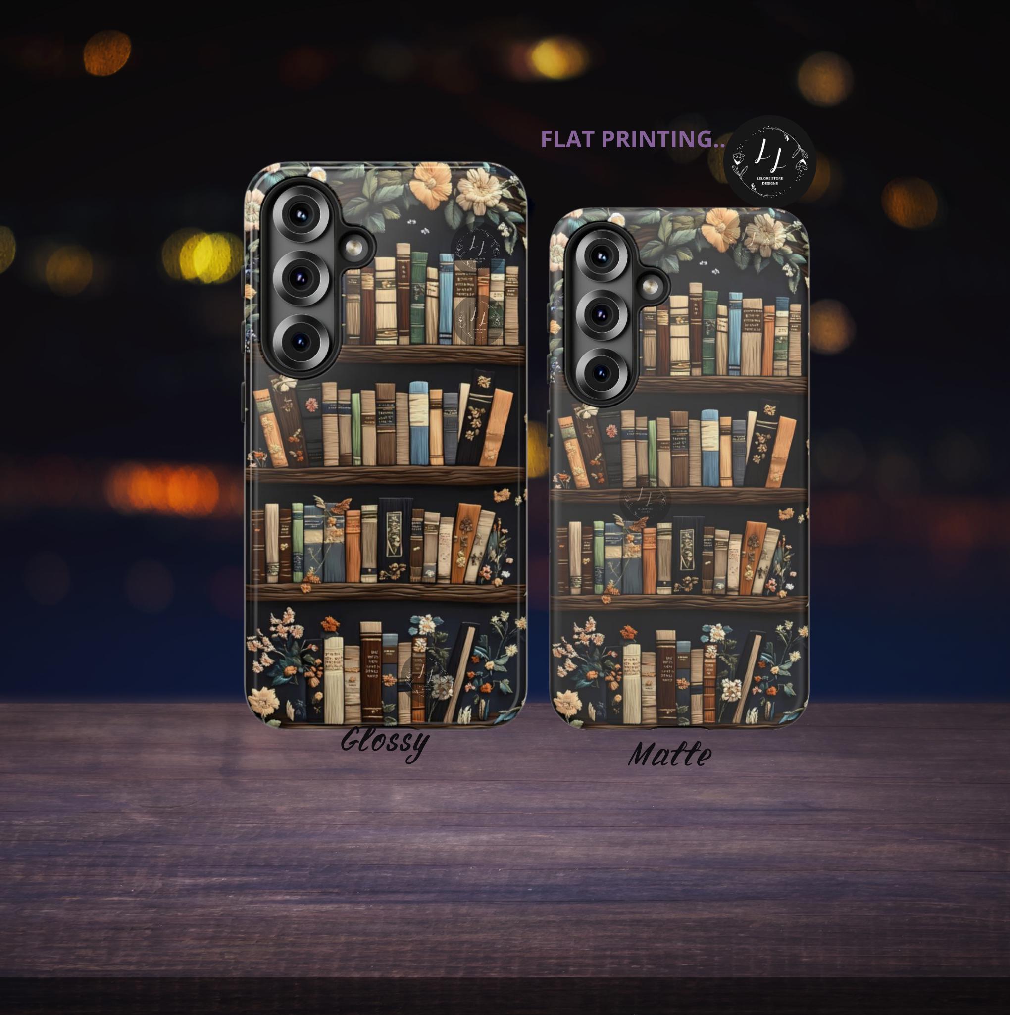 Floral Bookshelf Phone Case: Book Lover Gift for iPhone, Galaxy, Pixel
