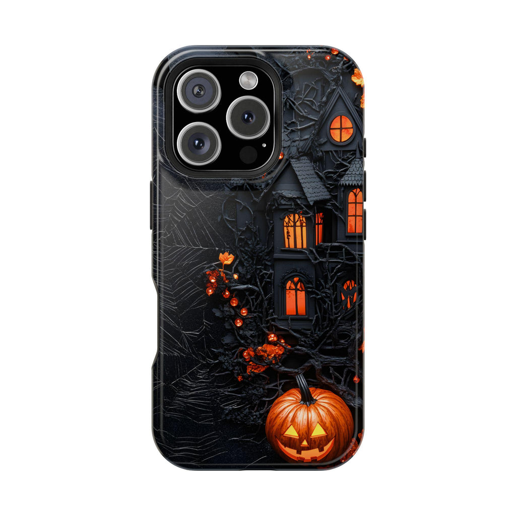 Gothic Haunted Mansion MagSafe Phone Case, Spooky Halloween Design, Horror iPhone Cover, Flat Print