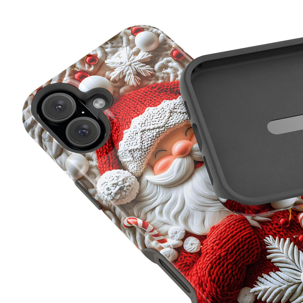 Christmas Santa Claus MagSafe Phone Case, Red White Holiday iPhone Cover, Retro Winter Festive