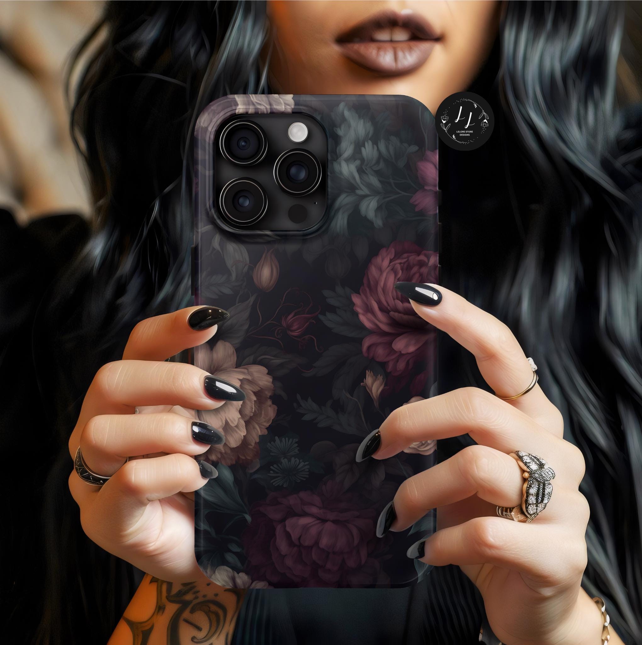Victorian Gothic Rose Phone Case: Dark Floral iPhone, Samsung, Pixel Cover