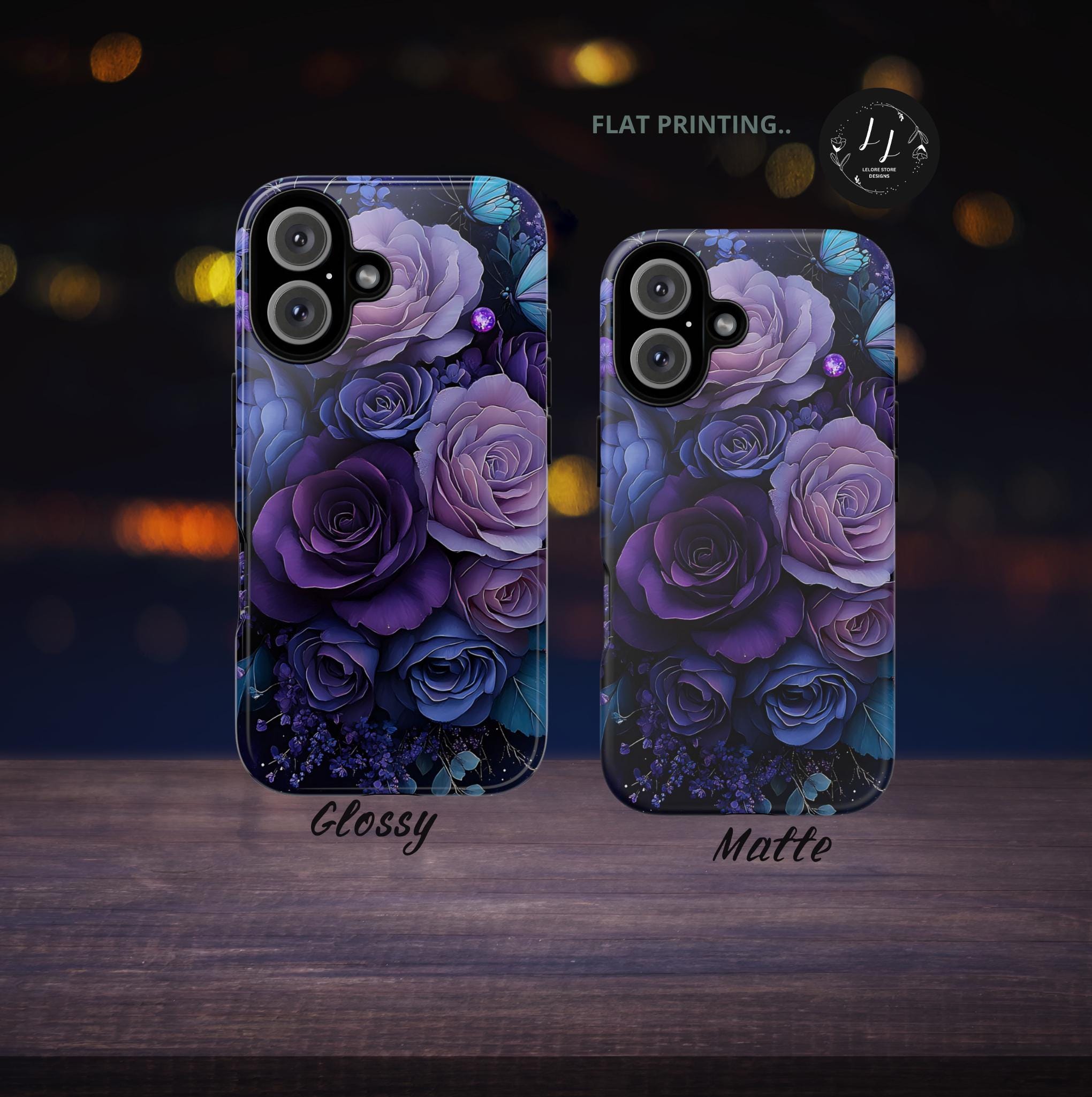 Purple Floral iPhone Case: Victorian Boho Butterfly Phone Cover iPhone Galaxy Pixel Gift Her