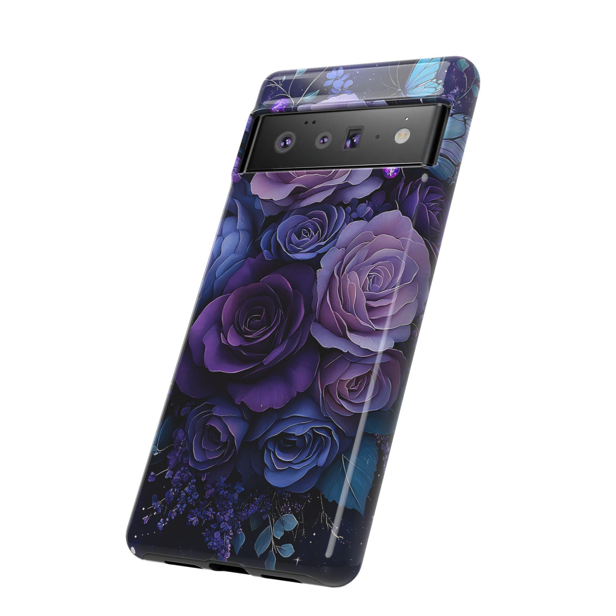 Purple Floral iPhone Case: Victorian Boho Butterfly Phone Cover iPhone Galaxy Pixel Gift Her