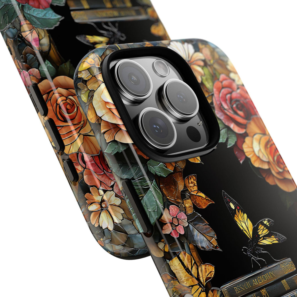 Boho Faux Stained Glass Bookish Phone Case, Bookshelf  Gift, Bookworm  iPhone Galaxy Pixel