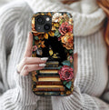 Boho Faux Stained Glass Bookish Phone Case, Bookshelf  Gift, Bookworm  iPhone Galaxy Pixel
