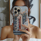 Boho Faux Embroidered phone case, Bookish Blue Jea Coffee Lover, Floral iPhone Galaxy Pixel