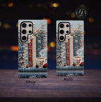 Boho Faux Embroidered phone case, Bookish Blue Jea Coffee Lover, Floral iPhone Galaxy Pixel