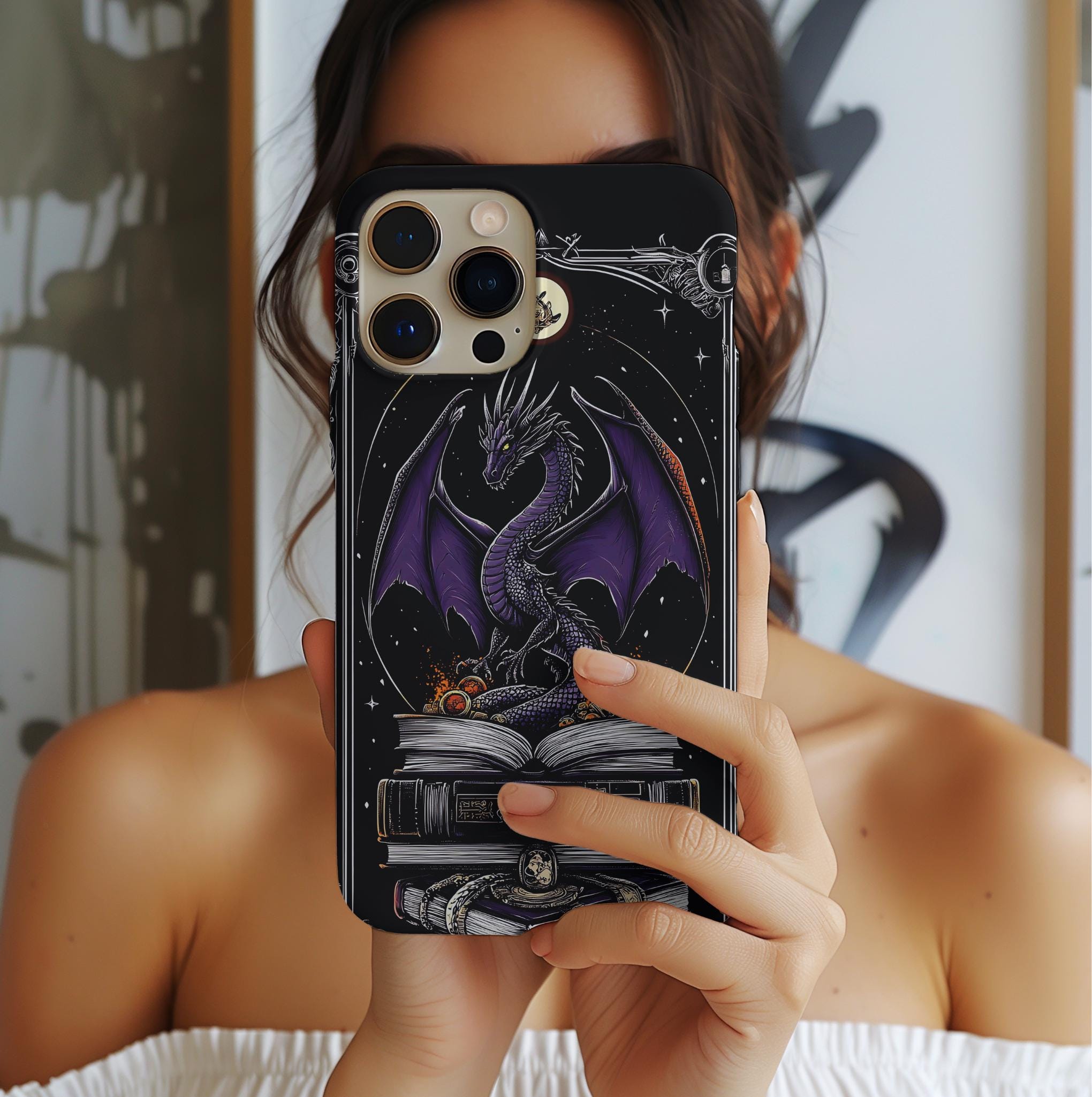 Dragon Treasure Hoard Phone Case: Bookish Medieval Fantasy Book Lover Gift iPhone Galaxy pixel