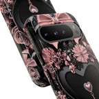 Bling Black Heart Phone Case: Pink Bows Mosaic, Valentine's Gift iPhone Galaxy Pixel cover