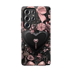 Bling Black Heart Phone Case: Pink Bows Mosaic, Valentine's Gift iPhone Galaxy Pixel cover